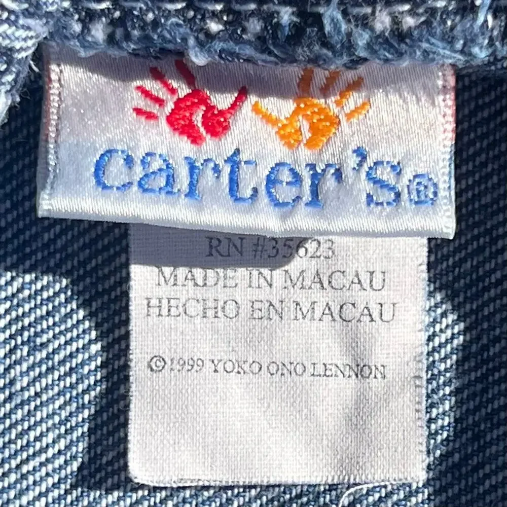 Vintage 90s Carters John Lennon Denim Overalls 9M Unisex Baby Carpenter Cotton